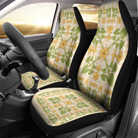 Squares Puakenikeni and Kalo Car Seat Cover Beige Palaka Hawaiian Quilt Pattern - Polynesian Pride