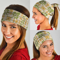 Squares Puakenikeni and Kalo Neck Gaiter Beige Palaka Hawaiian Quilt Pattern LT9 - Polynesian Pride