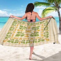 Squares Puakenikeni and Kalo Sarong Beige Palaka Hawaiian Quilt Pattern - Polynesian Pride