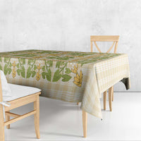 Squares Puakenikeni and Kalo Tablecloth Beige Palaka Hawaiian Quilt Pattern LT9 - Polynesian Pride