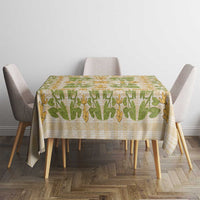 Squares Puakenikeni and Kalo Tablecloth Beige Palaka Hawaiian Quilt Pattern LT9 - Polynesian Pride