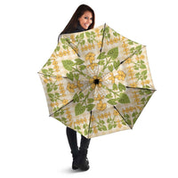 Squares Puakenikeni and Kalo Umbrella Beige Palaka Hawaiian Quilt Pattern LT9 - Polynesian Pride