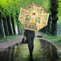 Squares Puakenikeni and Kalo Umbrella Beige Palaka Hawaiian Quilt Pattern LT9 - Polynesian Pride