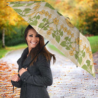 Squares Puakenikeni and Kalo Umbrella Beige Palaka Hawaiian Quilt Pattern LT9 - Polynesian Pride