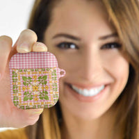 Squares Puakenikeni and Kalo AirPods Case Pink Palaka Hawaiian Quilt Pattern LT9 - Polynesian Pride