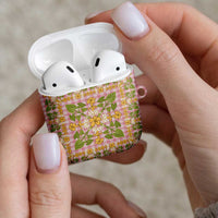 Squares Puakenikeni and Kalo AirPods Case Pink Palaka Hawaiian Quilt Pattern LT9 - Polynesian Pride