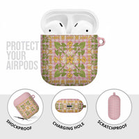 Squares Puakenikeni and Kalo AirPods Case Pink Palaka Hawaiian Quilt Pattern - Polynesian Pride