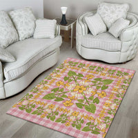 Squares Puakenikeni and Kalo Area Rug Pink Palaka Hawaiian Quilt Pattern LT9 - Polynesian Pride