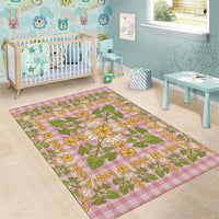 Squares Puakenikeni and Kalo Area Rug Pink Palaka Hawaiian Quilt Pattern LT9 - Polynesian Pride