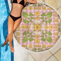 Squares Puakenikeni and Kalo Beach Blanket Pink Palaka Hawaiian Quilt Pattern - Polynesian Pride