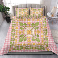 Squares Puakenikeni and Kalo Bedding Set Pink Palaka Hawaiian Quilt Pattern - Polynesian Pride