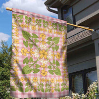 Squares Puakenikeni and Kalo Garden Flag Pink Palaka Hawaiian Quilt Pattern LT9 - Polynesian Pride