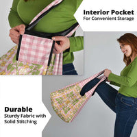 Squares Puakenikeni and Kalo Grocery Bag Pink Palaka Hawaiian Quilt Pattern - Polynesian Pride