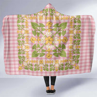 Squares Puakenikeni and Kalo Hooded Blanket Pink Palaka Hawaiian Quilt Pattern LT9 One Size Pink - Polynesian Pride