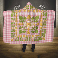 Squares Puakenikeni and Kalo Hooded Blanket Pink Palaka Hawaiian Quilt Pattern LT9 - Polynesian Pride
