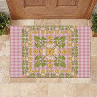 Squares Puakenikeni and Kalo Rubber Doormat Pink Palaka Hawaiian Quilt Pattern LT9 Pink - Polynesian Pride
