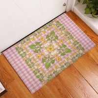 Squares Puakenikeni and Kalo Rubber Doormat Pink Palaka Hawaiian Quilt Pattern LT9 - Polynesian Pride