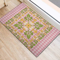 Squares Puakenikeni and Kalo Rubber Doormat Pink Palaka Hawaiian Quilt Pattern LT9 - Polynesian Pride