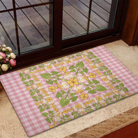 Squares Puakenikeni and Kalo Rubber Doormat Pink Palaka Hawaiian Quilt Pattern LT9 - Polynesian Pride