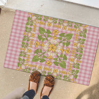 Squares Puakenikeni and Kalo Rubber Doormat Pink Palaka Hawaiian Quilt Pattern LT9 - Polynesian Pride