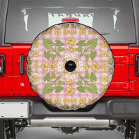 Squares Puakenikeni and Kalo Spare Tire Cover Pink Palaka Hawaiian Quilt Pattern - Polynesian Pride