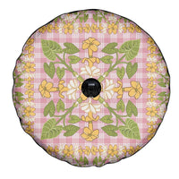 Squares Puakenikeni and Kalo Spare Tire Cover Pink Palaka Hawaiian Quilt Pattern - Polynesian Pride