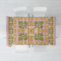Squares Puakenikeni and Kalo Tablecloth Pink Palaka Hawaiian Quilt Pattern LT9 Pink - Polynesian Pride