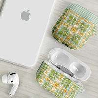 Squares Puakenikeni and Kalo AirPods Case Turquoise Palaka Hawaiian Quilt Pattern LT9 - Polynesian Pride