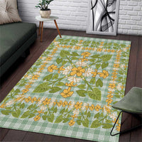 Squares Puakenikeni and Kalo Area Rug Turquoise Palaka Hawaiian Quilt Pattern LT9 Turquoise - Polynesian Pride