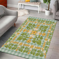 Squares Puakenikeni and Kalo Area Rug Turquoise Palaka Hawaiian Quilt Pattern LT9 - Polynesian Pride