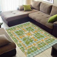 Squares Puakenikeni and Kalo Area Rug Turquoise Palaka Hawaiian Quilt Pattern LT9 - Polynesian Pride