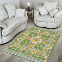 Squares Puakenikeni and Kalo Area Rug Turquoise Palaka Hawaiian Quilt Pattern LT9 - Polynesian Pride