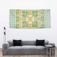 Squares Puakenikeni and Kalo Tapestry Turquoise Palaka Hawaiian Quilt Pattern - Polynesian Pride