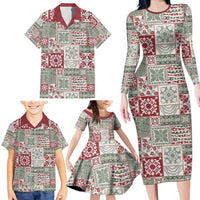 Mele Kalikimaka Hawaii Christmas Family Matching Long Sleeve Bodycon Dress and Hawaiian Shirt Aloha Spirit with Hawaiian Quilt Pattern - Polynesian Pride