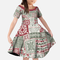 Mele Kalikimaka Hawaii Christmas Family Matching Short Sleeve Bodycon Dress and Hawaiian Shirt Aloha Spirit with Hawaiian Quilt Pattern - Polynesian Pride