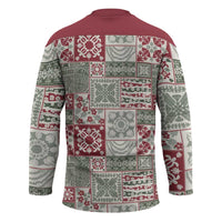 Mele Kalikimaka Hawaii Christmas Hockey Jersey Aloha Spirit with Hawaiian Quilt Pattern LT9 - Polynesian Pride