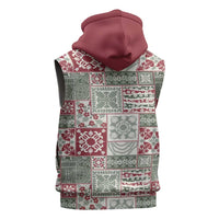 Mele Kalikimaka Hawaii Christmas Sleeveless Zip Hoodie Aloha Spirit with Hawaiian Quilt Pattern - Polynesian Pride