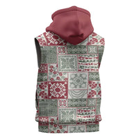 Mele Kalikimaka Hawaii Christmas Sleeveless Zip Hoodie Aloha Spirit with Hawaiian Quilt Pattern LT9 - Polynesian Pride