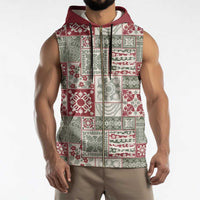 Mele Kalikimaka Hawaii Christmas Sleeveless Zip Hoodie Aloha Spirit with Hawaiian Quilt Pattern - Polynesian Pride