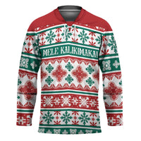 Mele Kalikimaka Hawaii Christmas Hockey Jersey Hawaiian Quilt Pattern Style LT9 Unisex Beige - Polynesian Pride