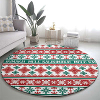 Mele Kalikimaka Hawaii Christmas Round Carpet Hawaiian Quilt Pattern Style - Polynesian Pride