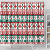 Mele Kalikimaka Hawaii Christmas Shower Curtain Hawaiian Quilt Pattern Style - Polynesian Pride