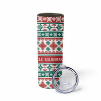 Mele Kalikimaka Hawaii Christmas Skinny Tumbler Hawaiian Quilt Pattern Style - Polynesian Pride