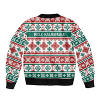 Mele Kalikimaka Hawaii Christmas Sleeve Zip Bomber Jacket Hawaiian Quilt Pattern Style - Polynesian Pride