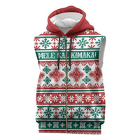 Mele Kalikimaka Hawaii Christmas Sleeveless Zip Hoodie Hawaiian Quilt Pattern Style LT9 Beige - Polynesian Pride