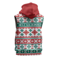 Mele Kalikimaka Hawaii Christmas Sleeveless Zip Hoodie Hawaiian Quilt Pattern Style LT9 - Polynesian Pride