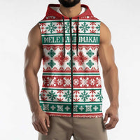 Mele Kalikimaka Hawaii Christmas Sleeveless Zip Hoodie Hawaiian Quilt Pattern Style LT9 - Polynesian Pride