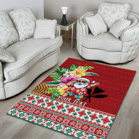 Santa Surf Mele Kalikimaka Personalized Area Rug Aloha Tropical Christmas Vibes - Polynesian Pride