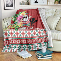 Santa Surf Mele Kalikimaka Personalized Blanket Aloha Tropical Christmas Vibes - Polynesian Pride