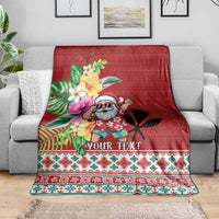 Santa Surf Mele Kalikimaka Personalized Blanket Aloha Tropical Christmas Vibes - Polynesian Pride